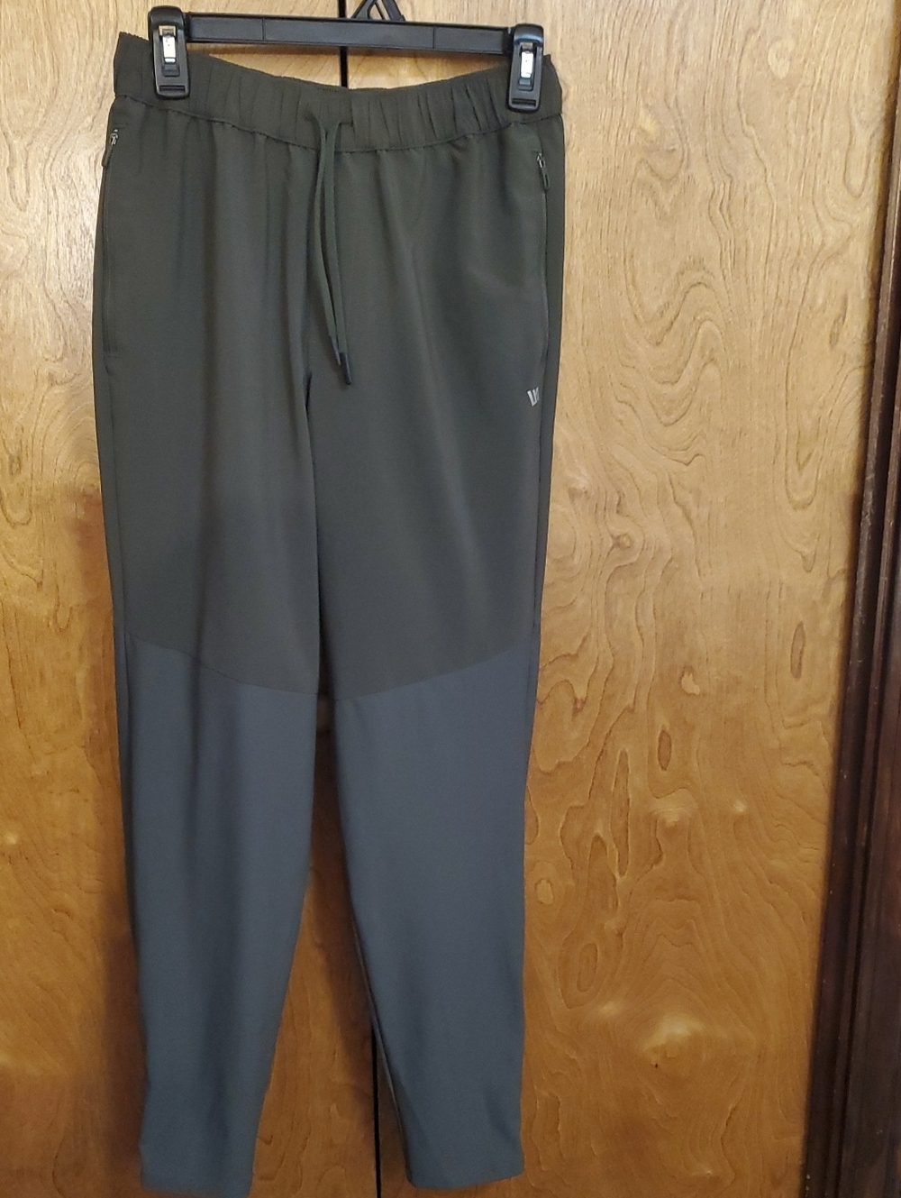 VRST Mens Mixed Media Jogger Pants Size Small Olive Green Ankle Zips MAX100404